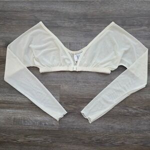 Amazing Arms Cream Mesh Shrug Women Large Sheer Layering Bolero Top <3